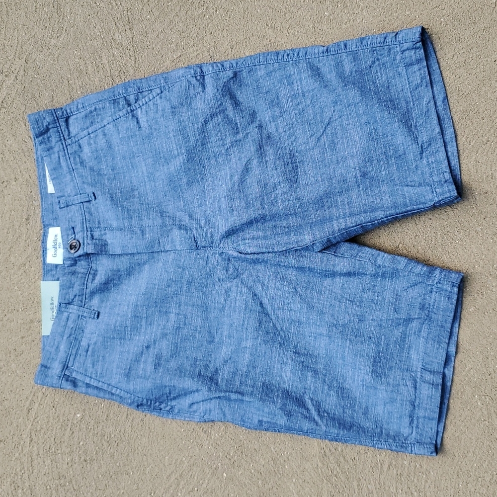 New Goodfellow & Co Blue Flat Front Linden Cotton Shorts Size 28